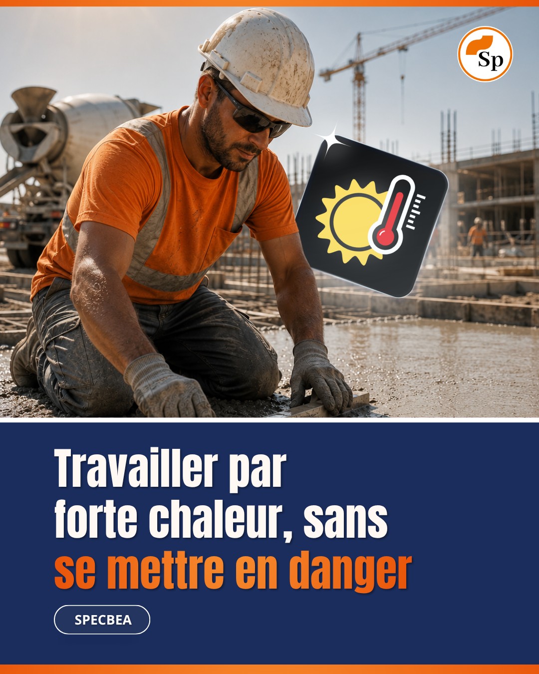 Post LinkedIn Specbea — Travailler par forte chaleur sans se mettre en danger